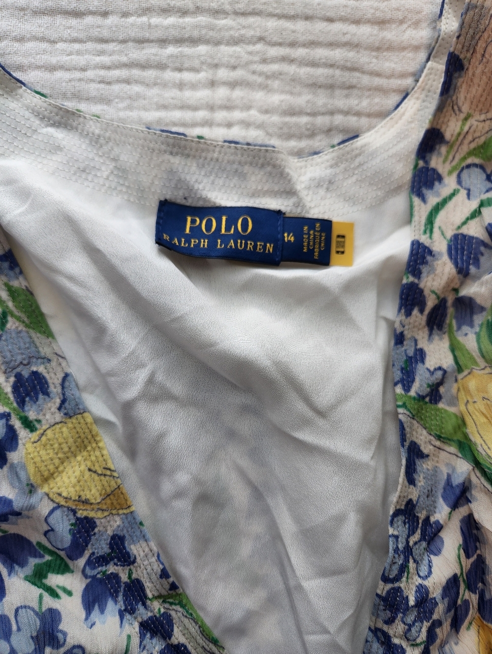 Polo by Ralph Lauren Blue Floral Wrap Mini Dress with Pastel Tulips - Picture 10 of 12